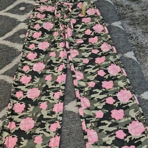 Floral Camouflage Wide Leg Jeans